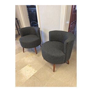 Sydney Çay Seti Koltuk Takımı– Keten Kumaş 2+1+1 | Ceviz Ayak | Modern Salon & Ofis Takımı | Füme