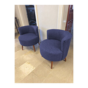 Sydney Çay Seti Koltuk Takımı– Keten Kumaş 2+1+1 | Ceviz Ayak | Modern Salon & Ofis Takımı | Laci̇vert