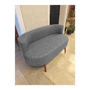 Sydney Çay Seti Koltuk Takımı Keten Kumaş 2+1+1 | Ceviz Ayak | Modern Salon & Ofis Takımı | Açik Gri̇