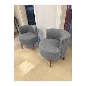 Sydney Çay Seti Koltuk Takımı Keten Kumaş 2+1+1 | Ceviz Ayak | Modern Salon & Ofis Takımı | Açik Gri̇