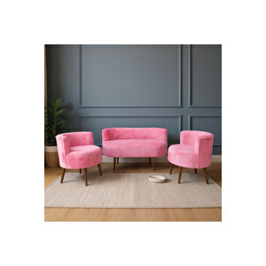 Sydney Modern Koltuk Takımı | Modern İskandinav Tarzı | Welsoft Yumuşak Kumaş | Pembe
