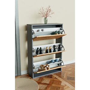 3 Bölmeli Liovian Düşer Kapak Ayakkabılık Antrasit