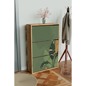 "green" 3 Bölmeli Liovian Düşer Kapak Ayakkabılık Ahşap