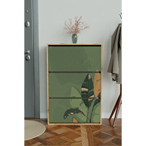 "green" 3 Bölmeli Liovian Düşer Kapak Ayakkabılık Ahşap