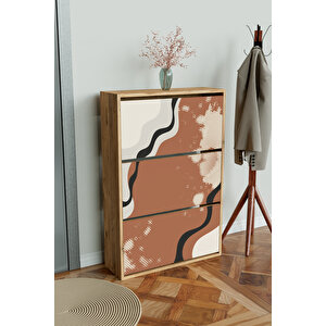 "abstract Design" 3 Bölmeli Liovian Düşer Kapak Ayakkabılık Ahşap