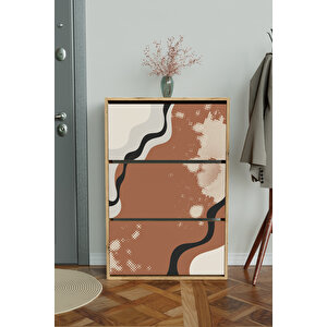 "abstract Design" 3 Bölmeli Liovian Düşer Kapak Ayakkabılık Ahşap
