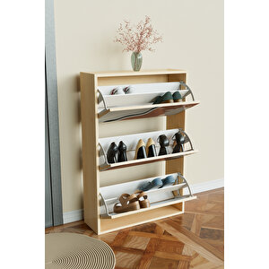 "abstract Design" 3 Bölmeli Liovian Düşer Kapak Ayakkabılık Ahşap