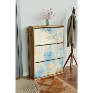 "blue Mist" 3 Bölmeli Liovian Düşer Kapak Ayakkabılık Ahşap