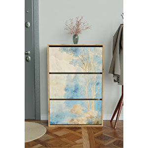 "blue Mist" 3 Bölmeli Liovian Düşer Kapak Ayakkabılık Ahşap