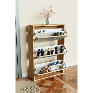 "blue Mist" 3 Bölmeli Liovian Düşer Kapak Ayakkabılık Ahşap