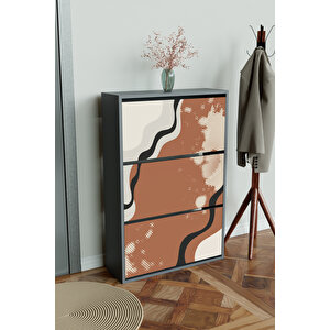 "abstract Design" 3 Bölmeli Liovian Düşer Kapak Ayakkabılık Antrasit
