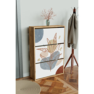 "minimal Leaf" 3 Bölmeli Liovian Düşer Kapak Ayakkabılık Ahşap