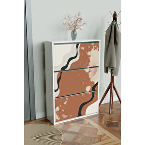 "abstract Design" 3 Bölmeli Liovian Düşer Kapak Ayakkabılık Beyaz