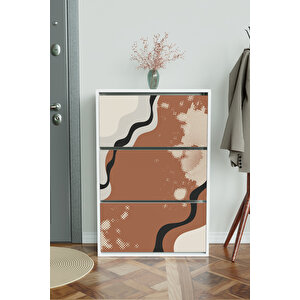 "abstract Design" 3 Bölmeli Liovian Düşer Kapak Ayakkabılık Beyaz