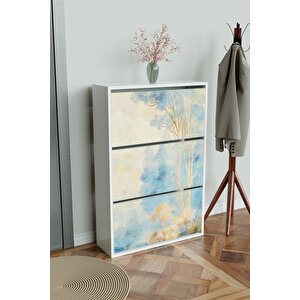 "blue Mist" 3 Bölmeli Liovian Düşer Kapak Ayakkabılık Beyaz