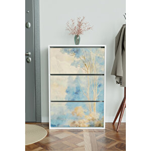 "blue Mist" 3 Bölmeli Liovian Düşer Kapak Ayakkabılık Beyaz