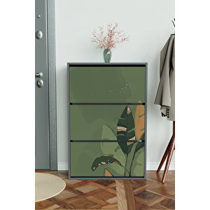 "green" 3 Bölmeli Liovian Düşer Kapak Ayakkabılık Antrasit