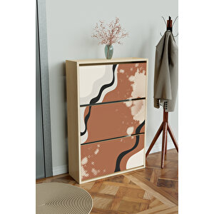 "abstract Design" 3 Bölmeli Liovian Düşer Kapak Ayakkabılık Akçaağaç