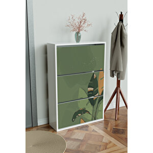 "green" 3 Bölmeli Liovian Düşer Kapak Ayakkabılık Beyaz