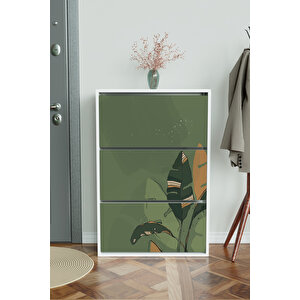 "green" 3 Bölmeli Liovian Düşer Kapak Ayakkabılık Beyaz