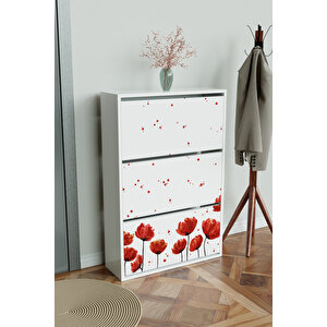 "red Anemone" 3 Bölmeli Liovian Düşer Kapak Ayakkabılık Beyaz