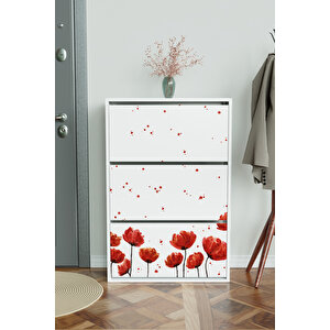 "red Anemone" 3 Bölmeli Liovian Düşer Kapak Ayakkabılık Beyaz