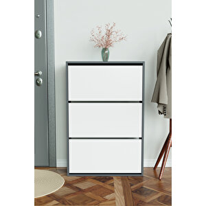 3 Bölmeli Liovian Düşer Kapak Ayakkabılık Antrasit