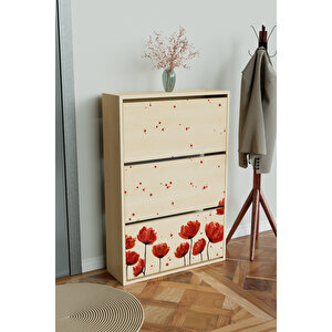 "red Anemone" 3 Bölmeli Liovian Düşer Kapak Ayakkabılık Akçaağaç