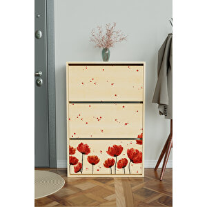 "red Anemone" 3 Bölmeli Liovian Düşer Kapak Ayakkabılık Akçaağaç