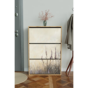 "hazy Lavender" 3 Bölmeli Liovian Düşer Kapak Ayakkabılık Ahşap