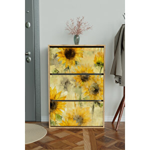 "günebakan" 3 Bölmeli Liovian Düşer Kapak Ayakkabılık Ahşap