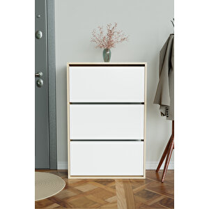 3 Bölmeli Liovian Düşer Kapak Ayakkabılık Akçaağaç