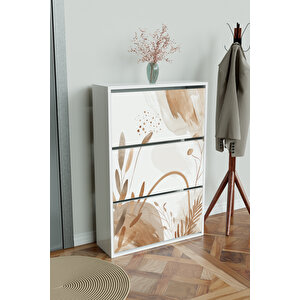 "sandy Lines" 3 Bölmeli Liovian Düşer Kapak Ayakkabılık Beyaz