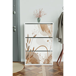 "sandy Lines" 3 Bölmeli Liovian Düşer Kapak Ayakkabılık Beyaz