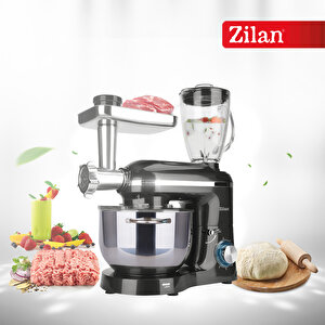 Zln1772 Pro Şef  Çok Fonksiyonlu Stand Mikser (kıyma Hamur Blender| 5.5l Paslanmaz Çelik Kase | 1.5l Cam Blender | 1400w