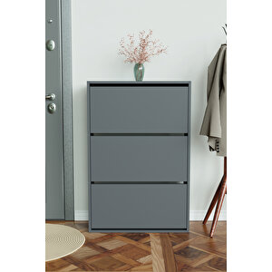 3 Bölmeli Liovian Düşer Kapak Ayakkabılık Antrasit