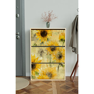 "günebakan" 3 Bölmeli Liovian Düşer Kapak Ayakkabılık Akçaağaç