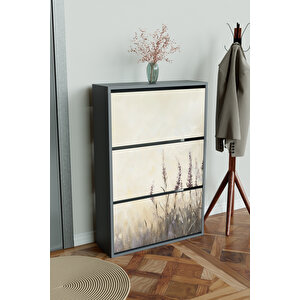 "hazy Lavender" 3 Bölmeli Liovian Düşer Kapak Ayakkabılık Antrasit