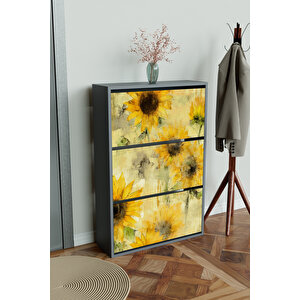 "günebakan" 3 Bölmeli Liovian Düşer Kapak Ayakkabılık Antrasit