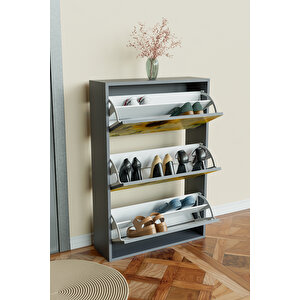 "günebakan" 3 Bölmeli Liovian Düşer Kapak Ayakkabılık Antrasit