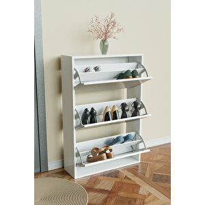 "hazy Lavender" 3 Bölmeli Liovian Düşer Kapak Ayakkabılık Beyaz