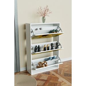 "günebakan" 3 Bölmeli Liovian Düşer Kapak Ayakkabılık Beyaz