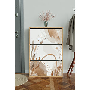 "sandy Lines" 3 Bölmeli Liovian Düşer Kapak Ayakkabılık Ahşap