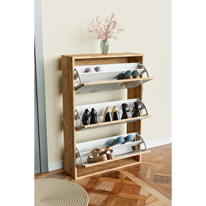 "sandy Lines" 3 Bölmeli Liovian Düşer Kapak Ayakkabılık Ahşap