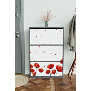 "red Anemone" 3 Bölmeli Liovian Düşer Kapak Ayakkabılık Antrasit