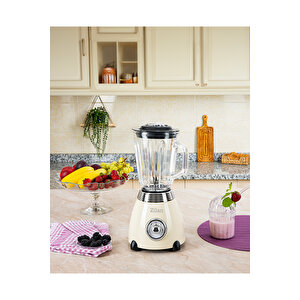 Zln1207 | Retro Stand Blender | 1,5l Cam Hazne | 500w Blendar | 2 Hız Ayarı | Bej