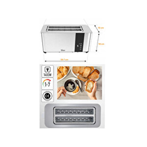 Zln6234 Dijital Ekmek Kızartma Makinesi | Yeniden Isıtma Ve Buz Çözme | 1400w