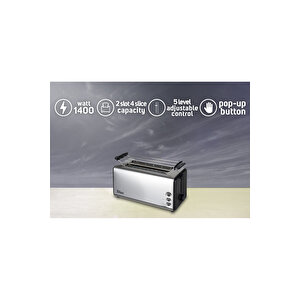 Zln2720 4 Dilim Xl Ekmek Kızartma Makinesi | 1400w | Yeniden Isıtma Ve Buz Çözme Özellikli