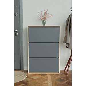 3 Bölmeli Liovian Düşer Kapak Ayakkabılık Akçaağaç