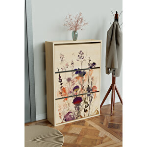 "floral" 3 Bölmeli Liovian Düşer Kapak Ayakkabılık Akçaağaç